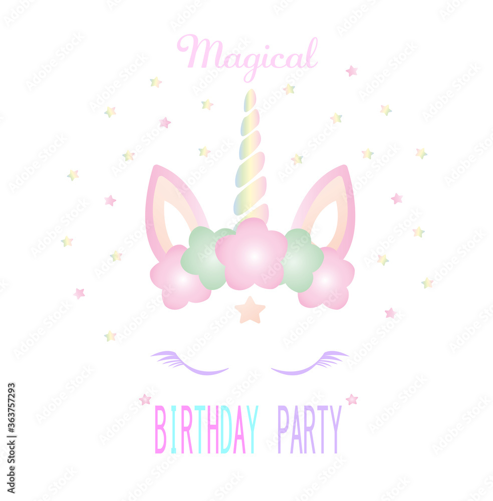 Cute unicorn card for invitations or greetings. Cute unicorn card for invitations or greetings.