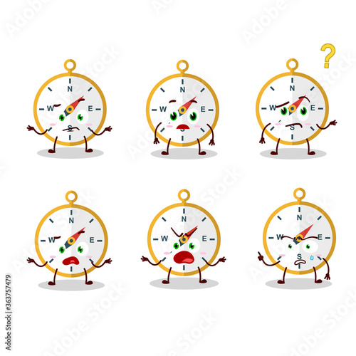 Cartoon character of compass with what expression