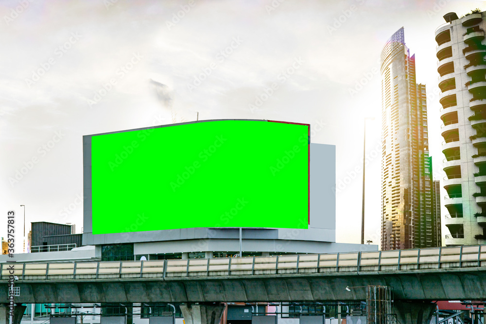 billboard blank and blue sky, copy space on green screen billboard blank and blue sky, copy space on green screen