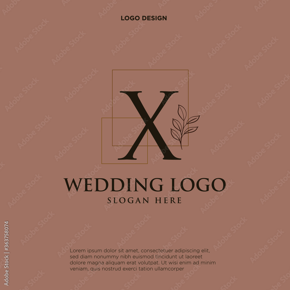 X Beauty vector initial logo, handwriting logo of initial signature, wedding, fashion, jewerly, boutique, floral and botanical with creative template for any company or business.