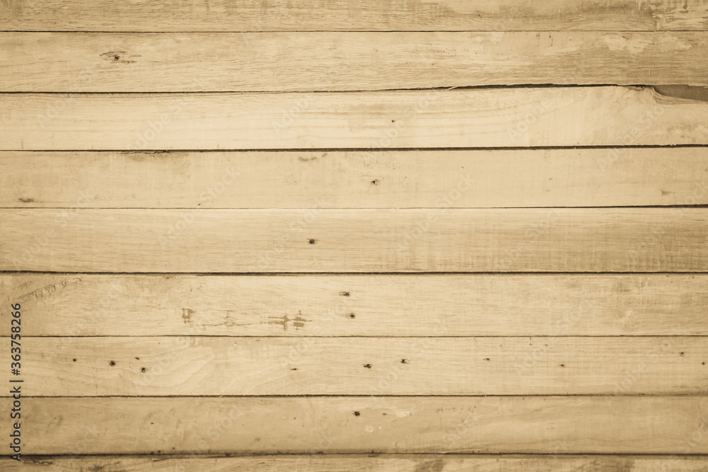 Fototapeta premium Brown Wood texture background. Wood planks old of table top view and board wooden nature pattern are grain hardwood panel floor. Design timber vintage wall textured material for banner copy space.
