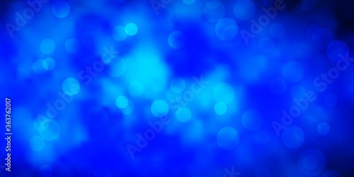 Dark BLUE vector layout with circles. Abstract decorative design in gradient style with bubbles. Pattern for business ads.