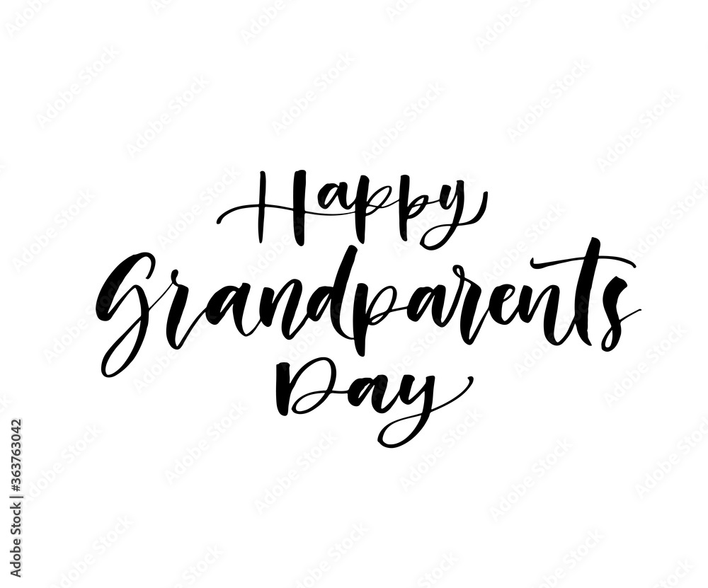 Happy Grandparents ink brush vector lettering. Modern slogan handwritten vector calligraphy. Black paint lettering isolated on white background. Postcard, greeting card, t shirt decorative print.