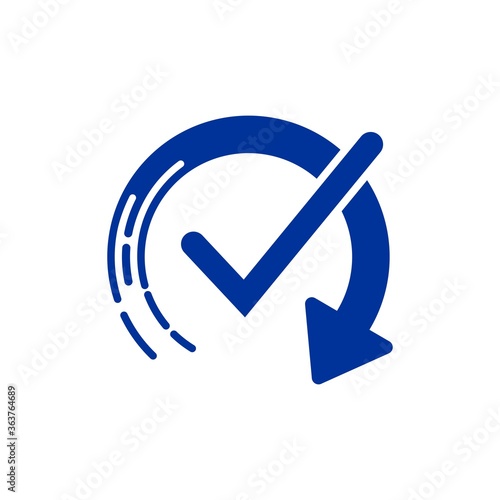Arrow symbol - completed process. Vector image isolated on a white background.
