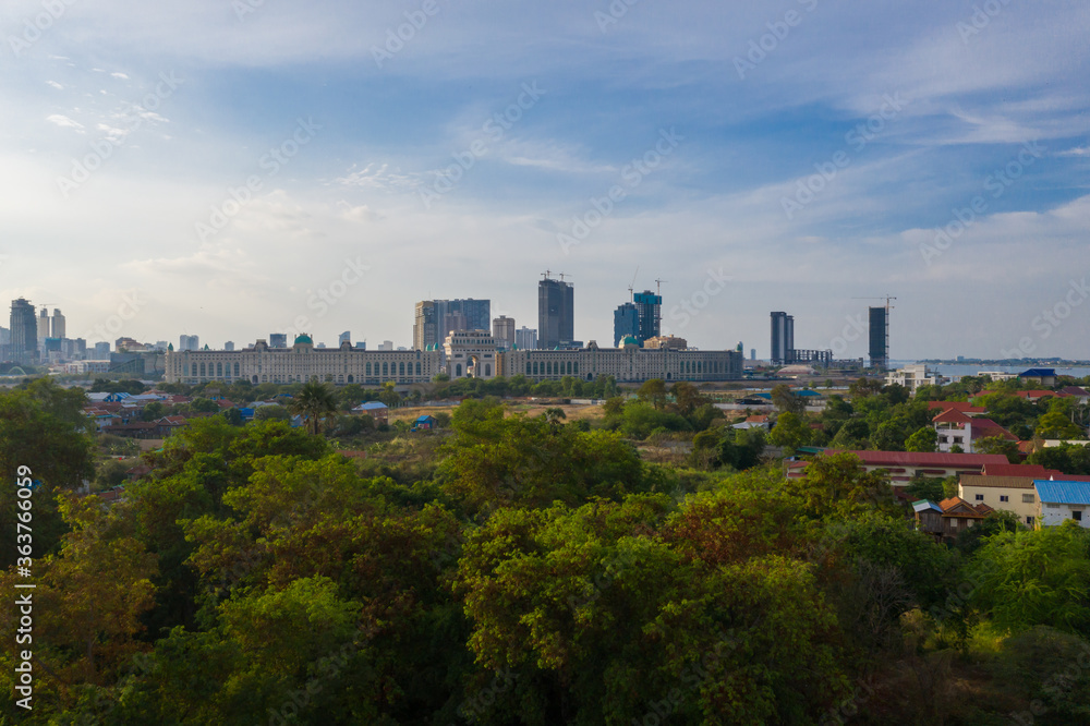 Landscape Phnompenh on sunset - Phnom penh capital - Cambodia