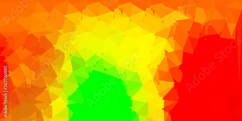 Light green, red vector abstract triangle background.