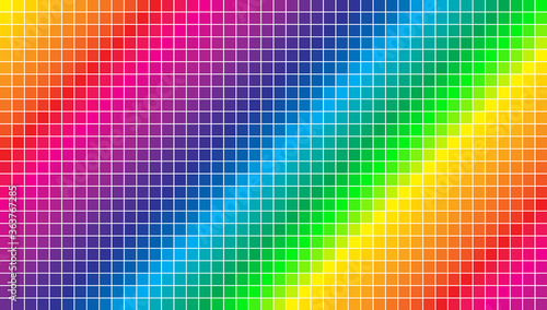 Vector background. Vector Illustration of color spectrum squares and pixels. Colored squares with shadows on light background 