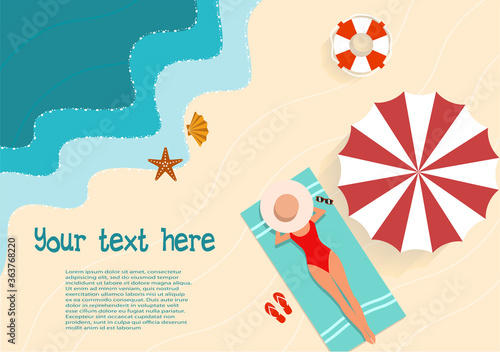 Summer holiday on the beach flat style vector illustration