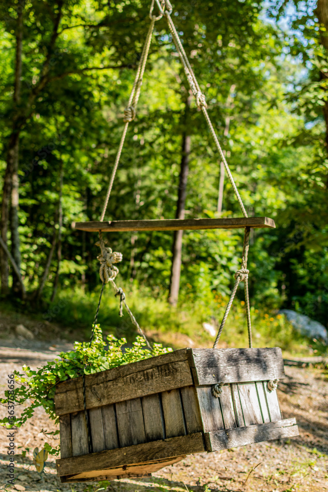 wooden swing crate turned into flower planter wooden swing crate turned into flower planter