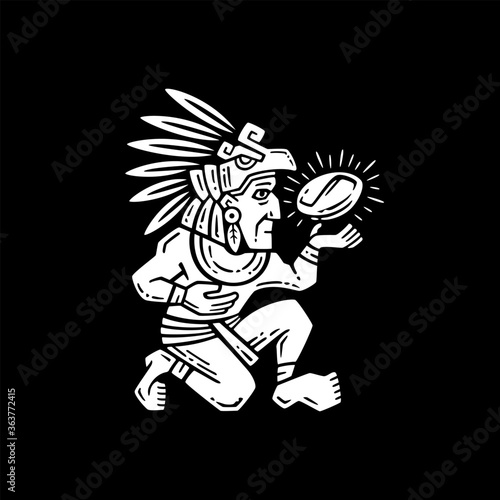 Aztec holding coffee icon illustration