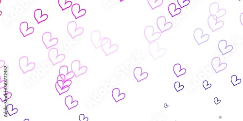 Light Purple, Pink vector pattern with colorful hearts.