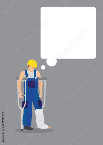 Injured worker with a empty giant thinking bubble.