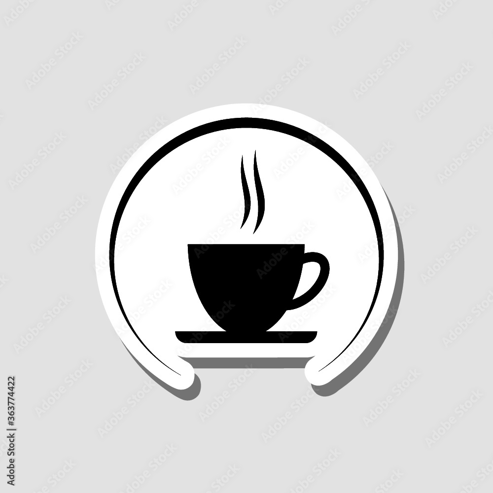 Coffee cup sticker icon isolated on gray background Coffee cup sticker icon isolated on gray background