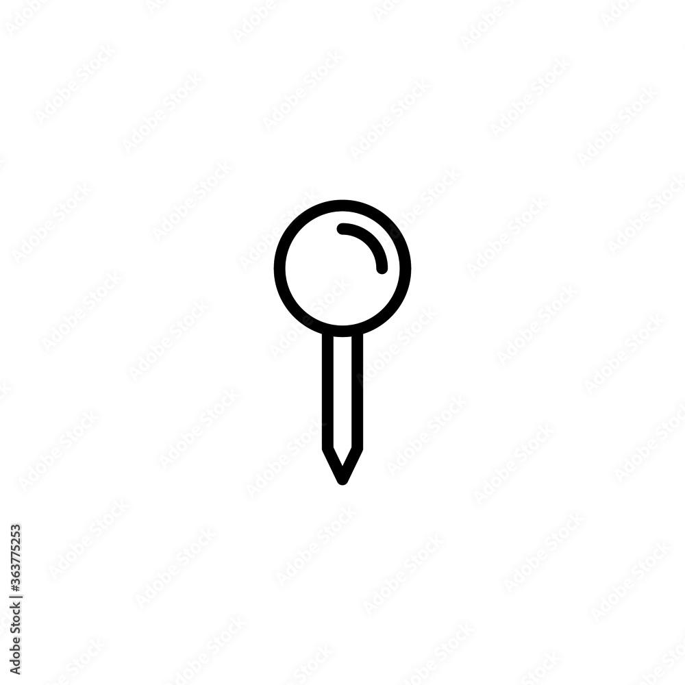 straight pin location Icon in black line style icon, style isolated on white background straight pin location Icon in black line style icon, style isolated on white background