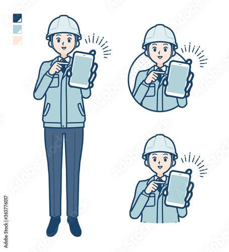 simple work wear man_smartphone-show-screen