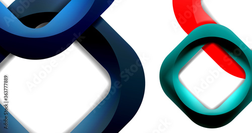 Square geometric vector abstract background, dynamic modern minimal template. Multicolored square shapes with round corners overlapping each other