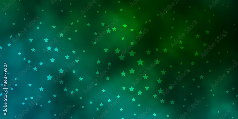 Dark Green vector background with colorful stars. Modern geometric abstract illustration with stars. Pattern for wrapping gifts.