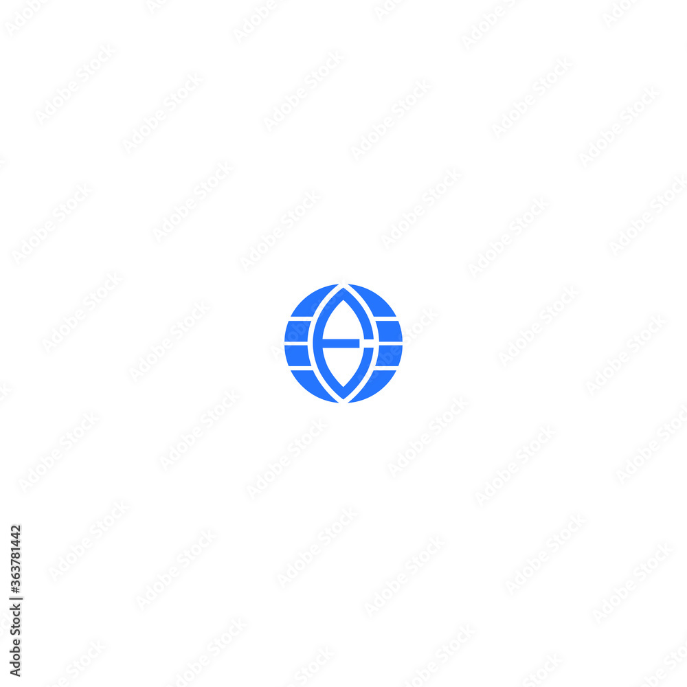 E letter magnifier and globe logo 
