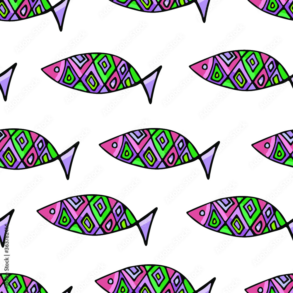 Fish pattern. Seamless pattern with fish pattern. Vector