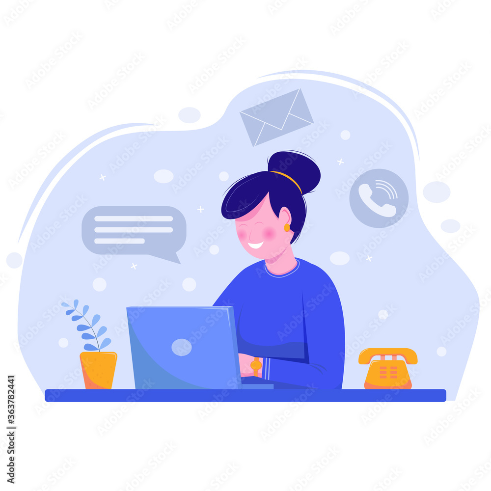 Contact us concept illustration, call center customer support Contact us concept illustration, call center customer support