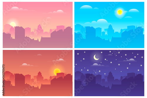 Collage cityscape with white frames set