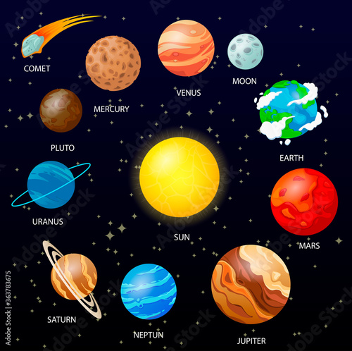 Planets with space background