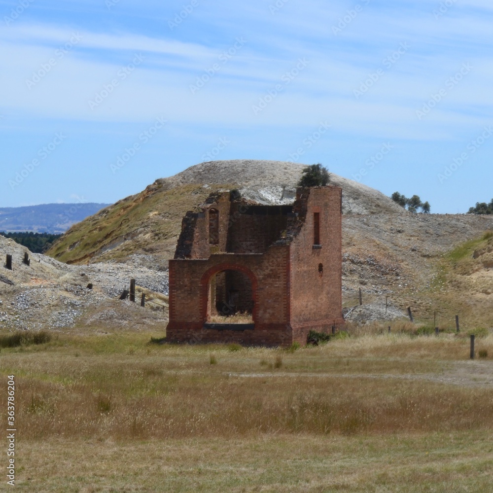 Old abandoned limestone kiln in the hills
