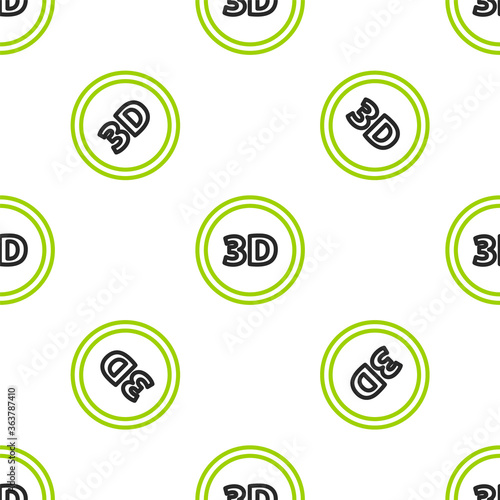 Line 3D word icon isolated seamless pattern on white background. Vector Illustration.