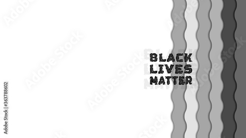 Sample form or poster with dark wavy lines with shadows and the inscription black lives matter EPS10