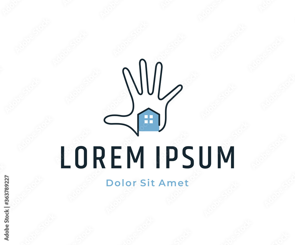 Hand house logo design vector icon template Hand house logo design vector icon template