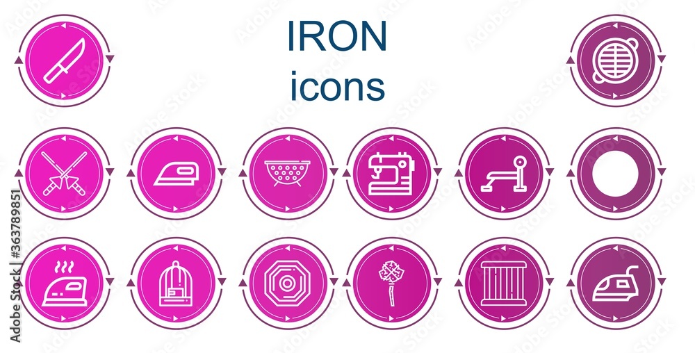 Editable 14 iron icons for web and mobile Editable 14 iron icons for web and mobile