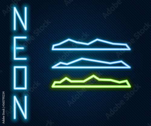 Glowing neon line Strips of cocaine or heroin drug icon isolated on black background. Colorful outline concept. Vector Illustration.