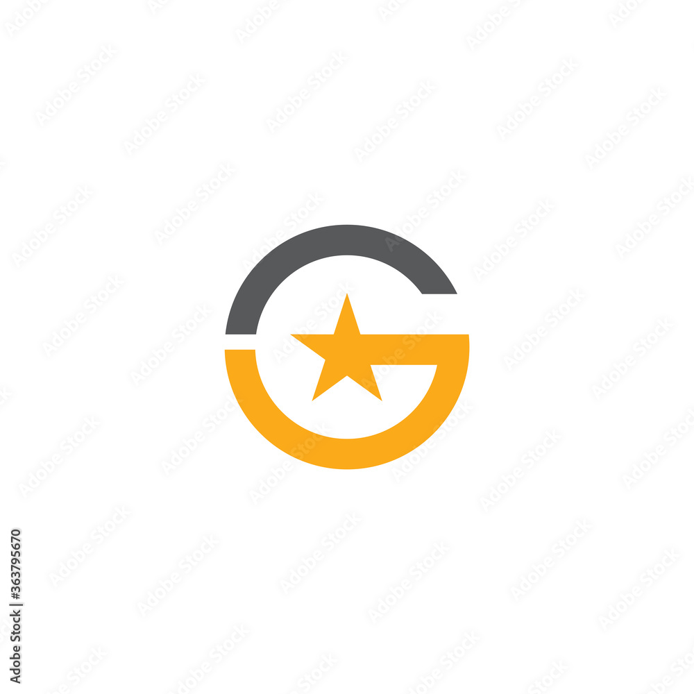 initial letter G logo and star design template initial letter G logo and star design template