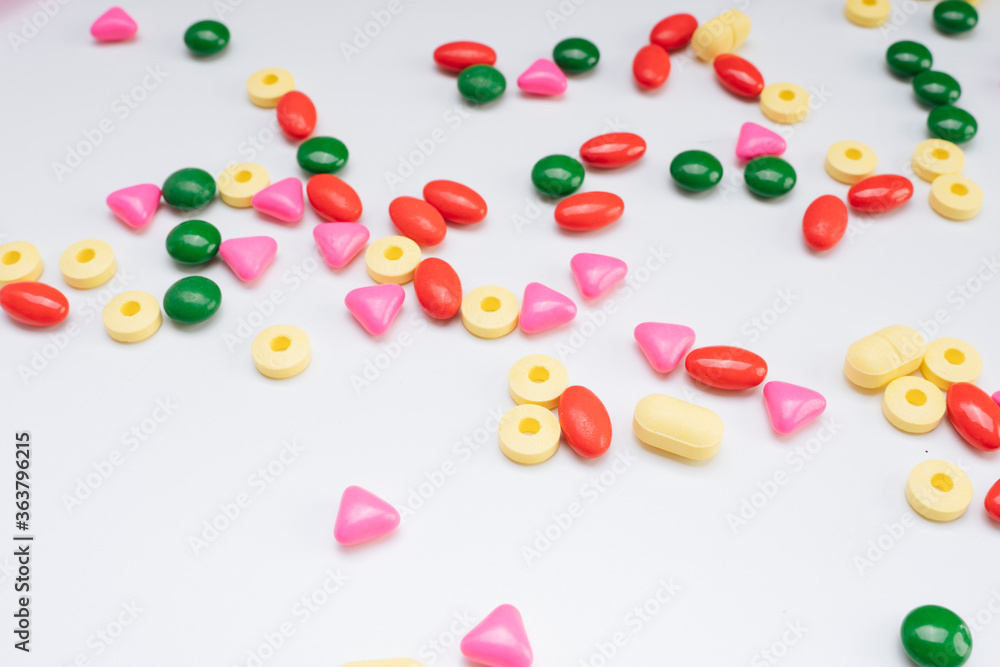 Colourful medcine pills over white background. Colourful medcine pills over white background.