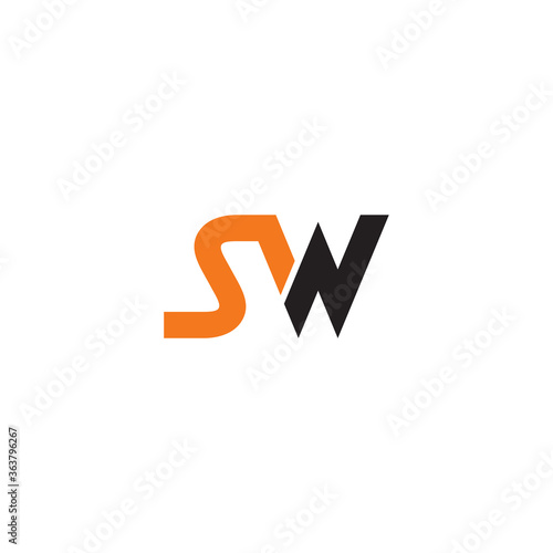 initial letter S and W, SW, WS logo, monogram line art style design template