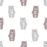 Cute bear seamless pattern on white.