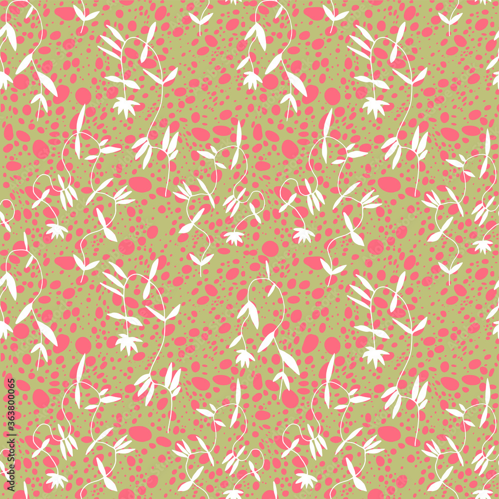 Fototapeta premium Little flower seamless pattern in vintage Scandinavian minimalism aesthetic, retro background.