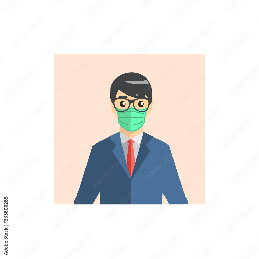 business man with medical mask 