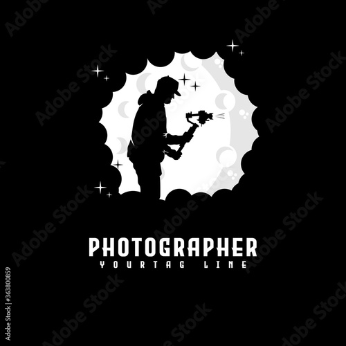 photography logo with moon background illustration
