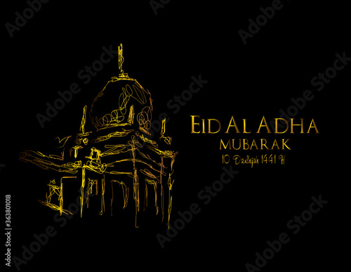 Muslim holiday Eid al-Adha.1441 H the sacrifice a ram. graphic design decoration kurban bayrami. month is mean muslim event 