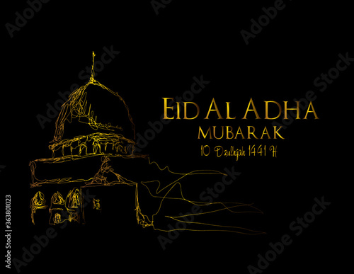 Muslim holiday Eid al-Adha.1441 H the sacrifice a ram. graphic design decoration kurban bayrami. month is mean muslim event 