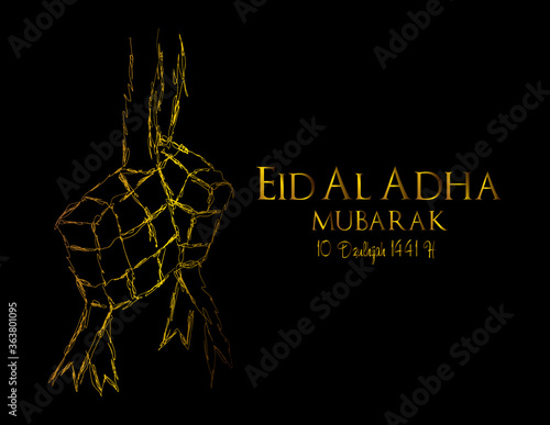 Muslim holiday Eid al-Adha.1441 H the sacrifice a ram. graphic design decoration kurban bayrami. month is mean muslim event 