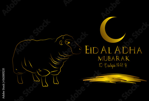 Muslim holiday Eid al-Adha.1441 H the sacrifice a ram. graphic design decoration kurban bayrami. month is mean muslim event 