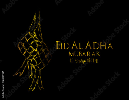 Muslim holiday Eid al-Adha.1441 H the sacrifice a ram. graphic design decoration kurban bayrami. month is mean muslim event 