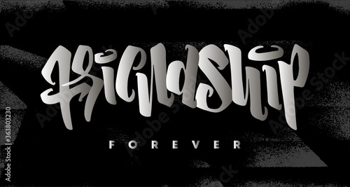 Happy Friendship Day hand drawn lettering. Colorful Design for advertising, poster or greeting card. Male friendship forever. Modern inscription of congratulations. Vector typographic illustration.