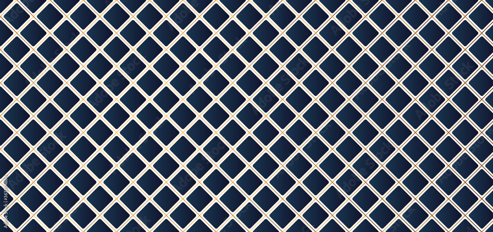 Blue square geometric pattern with golden line grid background. Luxury style Blue square geometric pattern with golden line grid background. Luxury style