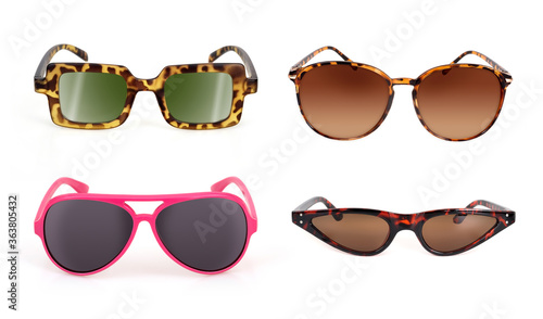Set of sunglasses isolated on white background for applying on a portrait