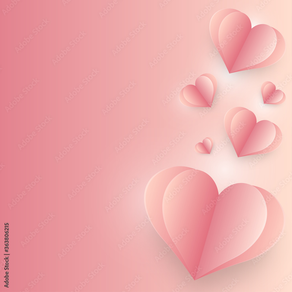 Valentines Day And  hearts on pink background, Vector and illustration, Template Design for shape sale  banner or poster.