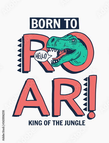 Hand Drawn dinosaur vector illustration with cool slogans. For t-shirt prints and other uses.