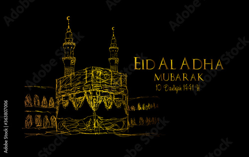 Muslim holiday Eid al-Adha.1441 H the sacrifice a ram. graphic design decoration kurban bayrami. month is mean muslim event 